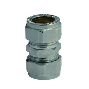 Compression Chrome Plated Straight Coupling 22 mm
