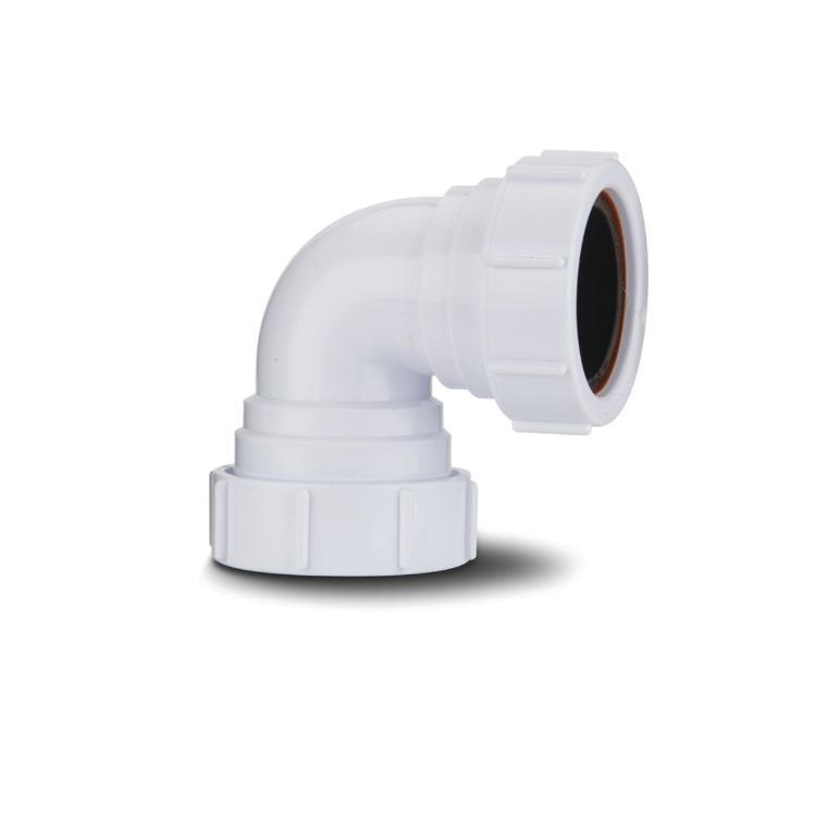 Polypipe Compression Waste 90 Degree Knuckle Bend White 40mm PS16
