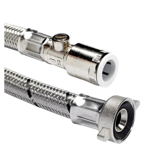 Polypipe PolyFit Flexible Hose Tap Connector With Service Valve 15mm x 1/2" 300mm - FIT8415