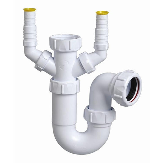 Multikwik Washing Machine Trap Double Nozzle White 40mm PWM040D