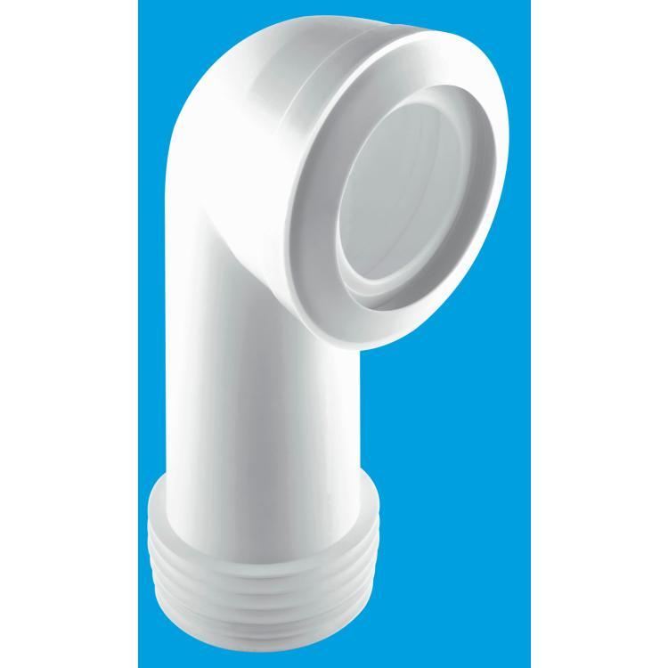 McAlpine 90 Degree Bend Long Macfit WC Connector White MAC-8L