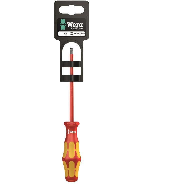 Wera Ergonomic Insulated VDE Slotted Screwdriver 3.5mm 160i KRAFTFORM Plus