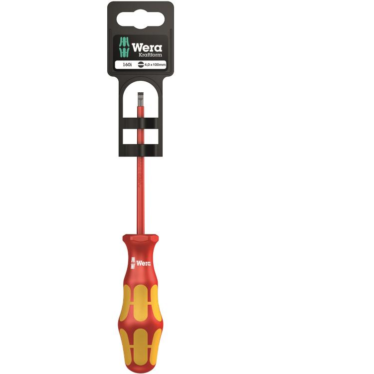 Wera Ergonomic Insulated VDE Slotted Screwdriver 4mm 160i KRAFTFORM Plus