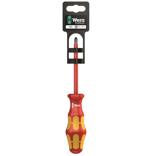 Wera VDE Insulated Pozi Screwdriver PZ2 165i KRAFTFORM Plus