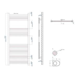 1200 x 400mm Straight Chrome Wall Mounted Heated Radiator Towel Rail
