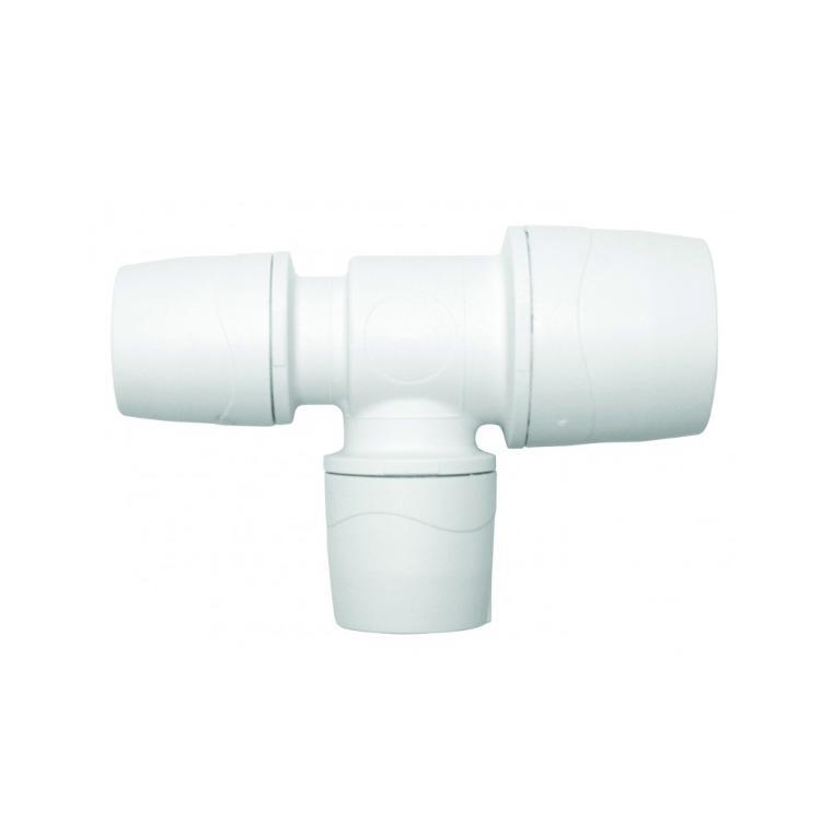 Polypipe PolyMax Branch and One End Reduced Tee White 22mm x 15mm x 15mm - MAX1522