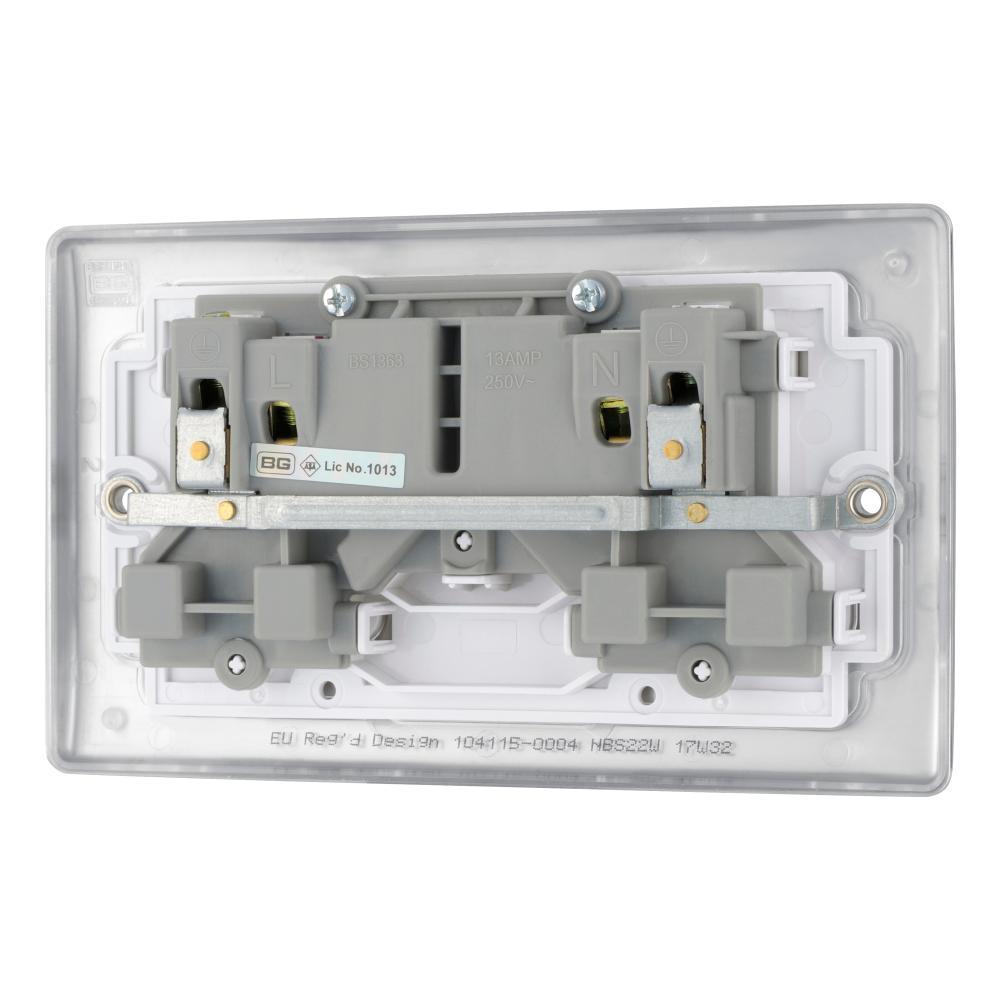 BG Brushed Steel 13A Double Socket - NBS22G