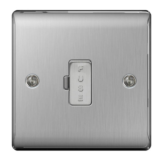 BG Brushed Steel 13A Unswitched Fused Spur - NBS54