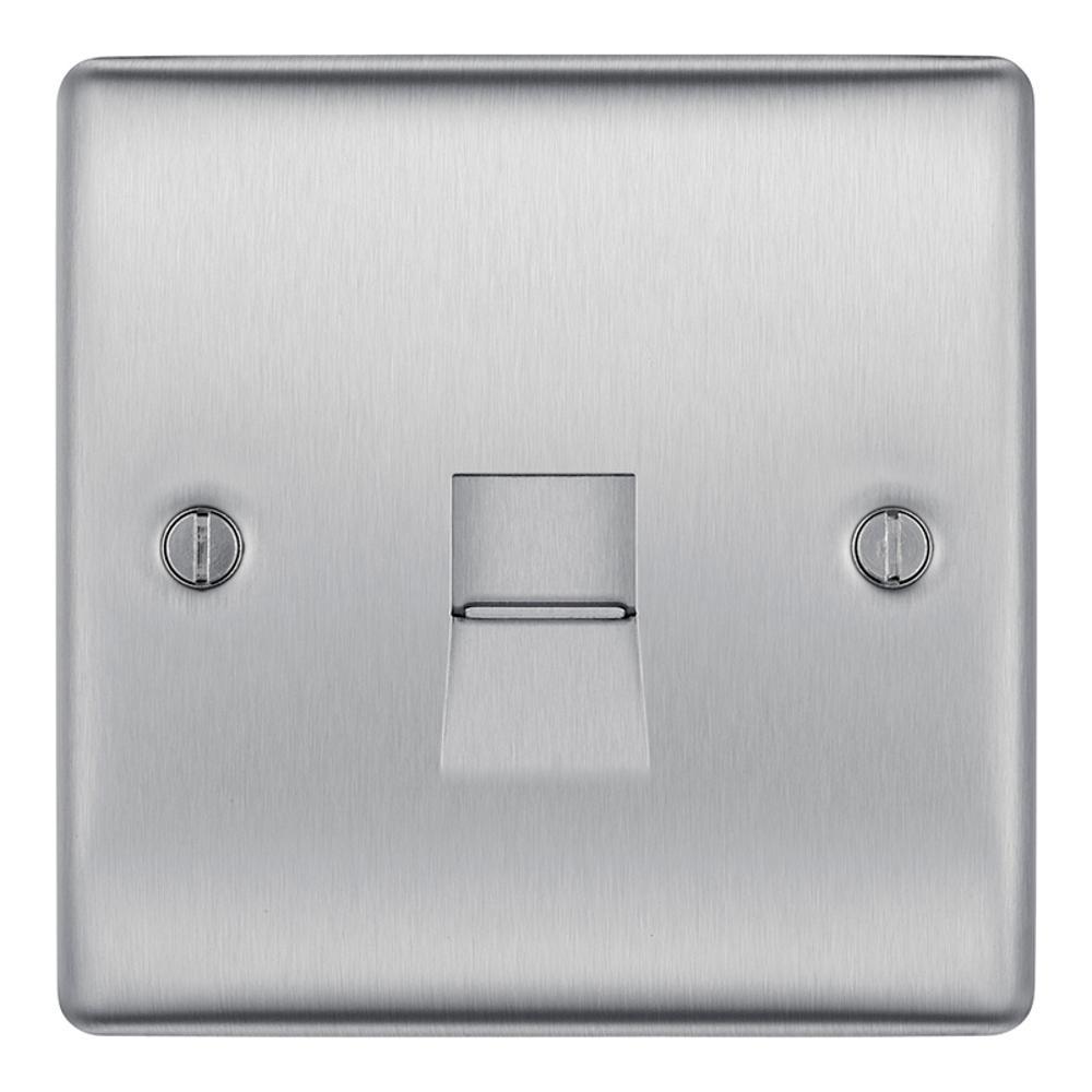 BG Brushed Steel 1 Gang Telephone Socket Master Screw Type - NBSBTM1