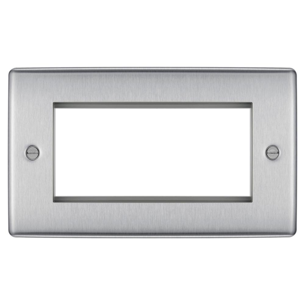 BG Brushed Steel 4 Module Front Plate (100 X 50) - NBSEMR4