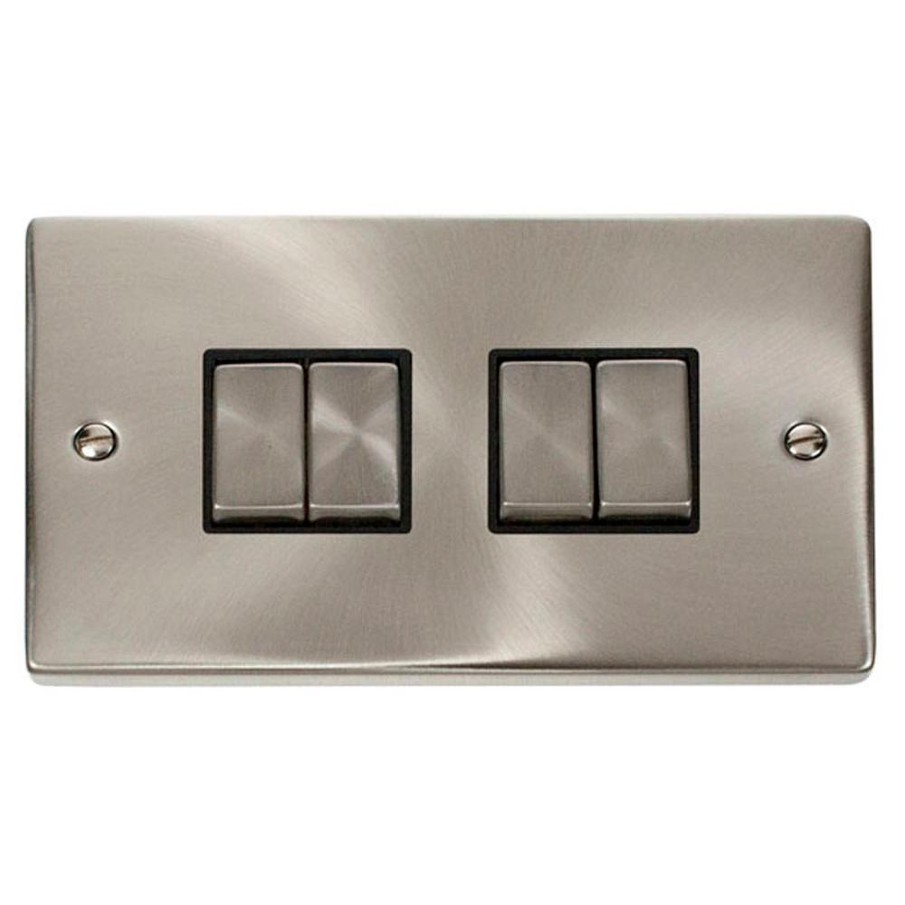 Click Satin Chrome 4 Gang 2 Way Light Switch - VPSC414BK