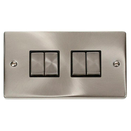 Click Satin Chrome 4 Gang 2 Way Light Switch - VPSC414BK
