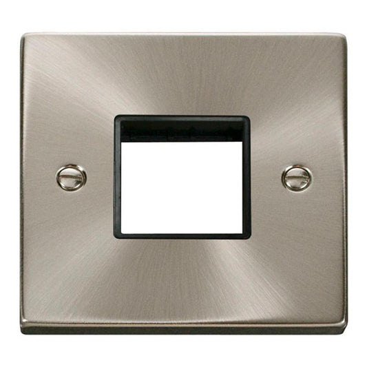Click Deco VPSC402BK 1 Gang Minigrid Unfurnished Plate - 2 Apertures - Black - Satin Chrome
