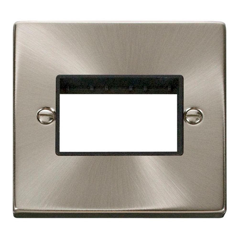 Click Deco VPSC403BK 1 Gang Minigrid Unfurnished Plate - 3 Apertures - Black - Satin Chrome