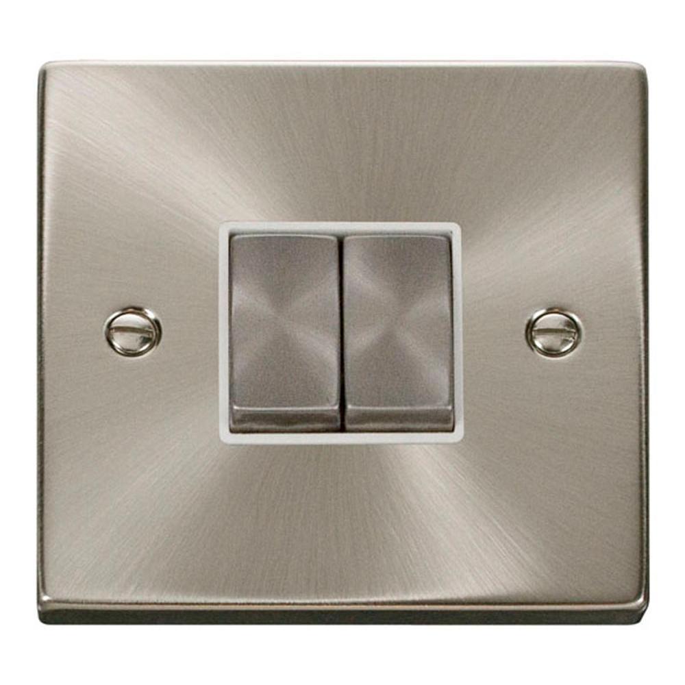 Click Satin Chrome 2 Gang 2 Way Light Switch - VPSC412WH