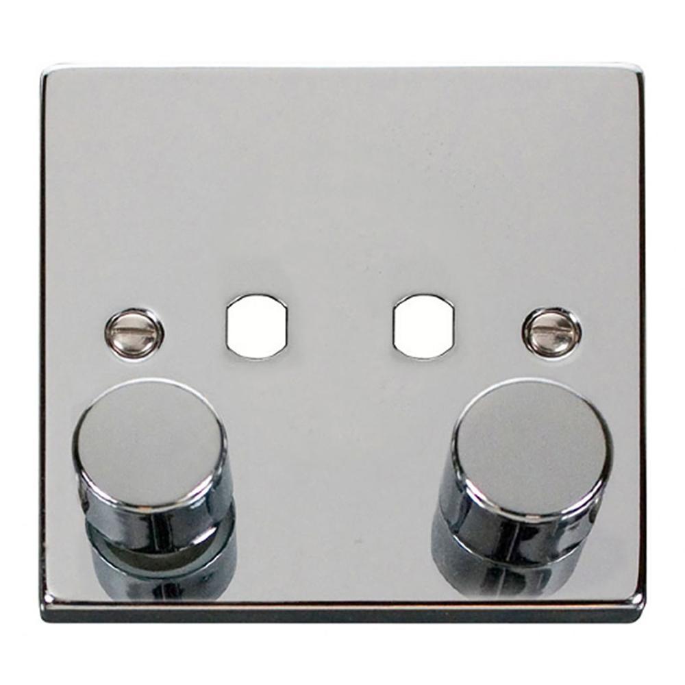 Click Polished Chrome 1 Gang 2 Apertures Unfurnished Dimmer Plate & Knobs - VPCH152PL
