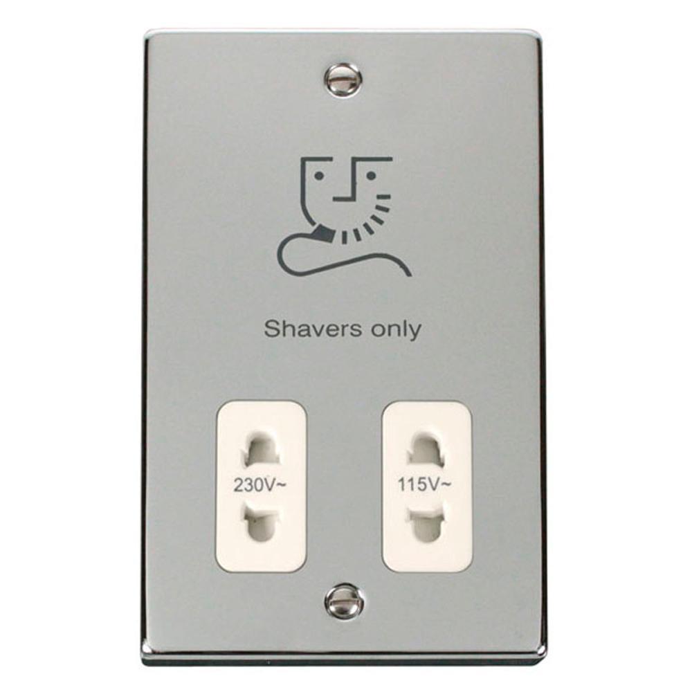 Click Polished Chrome 115/230V Dual Voltage Shaver Socket - VPCH100WH