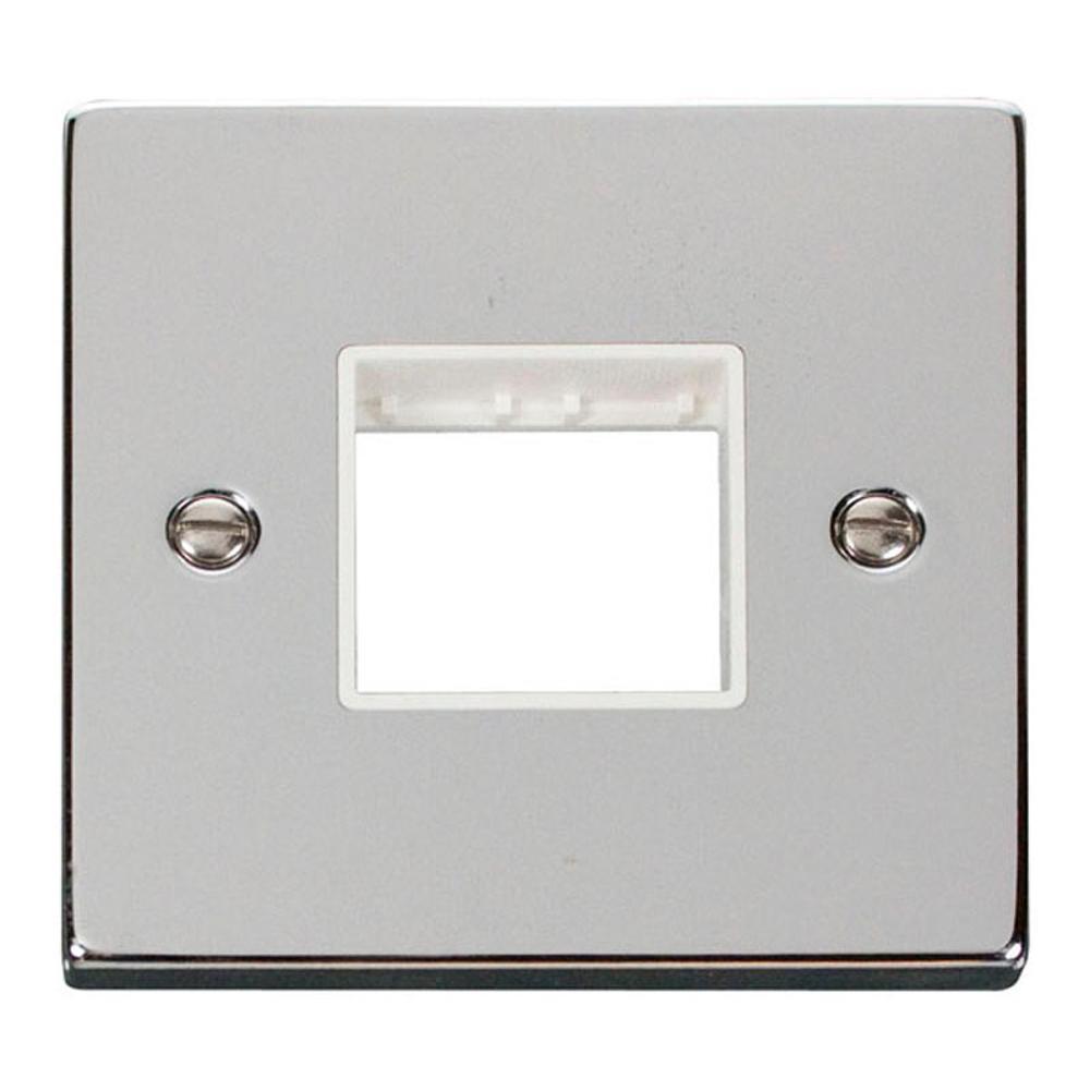 Click Deco VPCH402WH 1 Gang Minigrid Unfurnished Plate - 2 Apertures - White - Polished Chrome