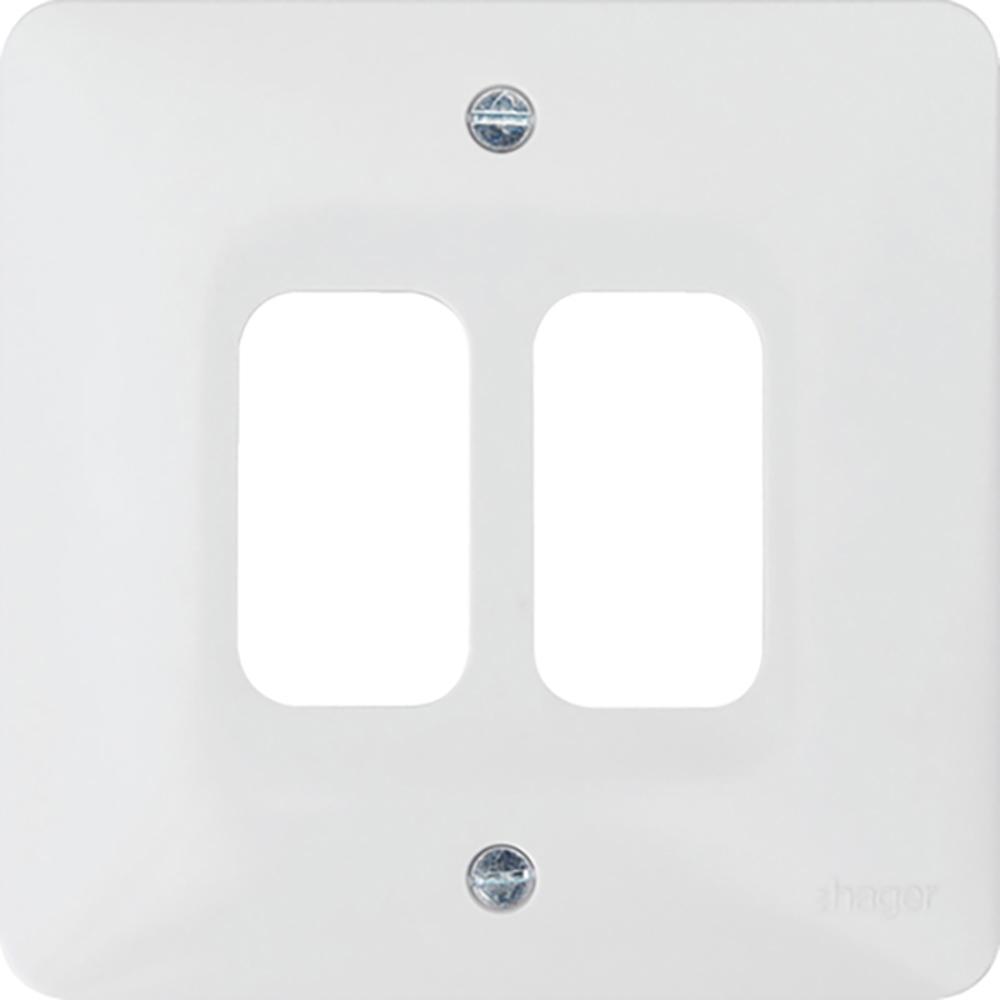 Hager WMGP2 2 Gang White Moulded Grid Plate