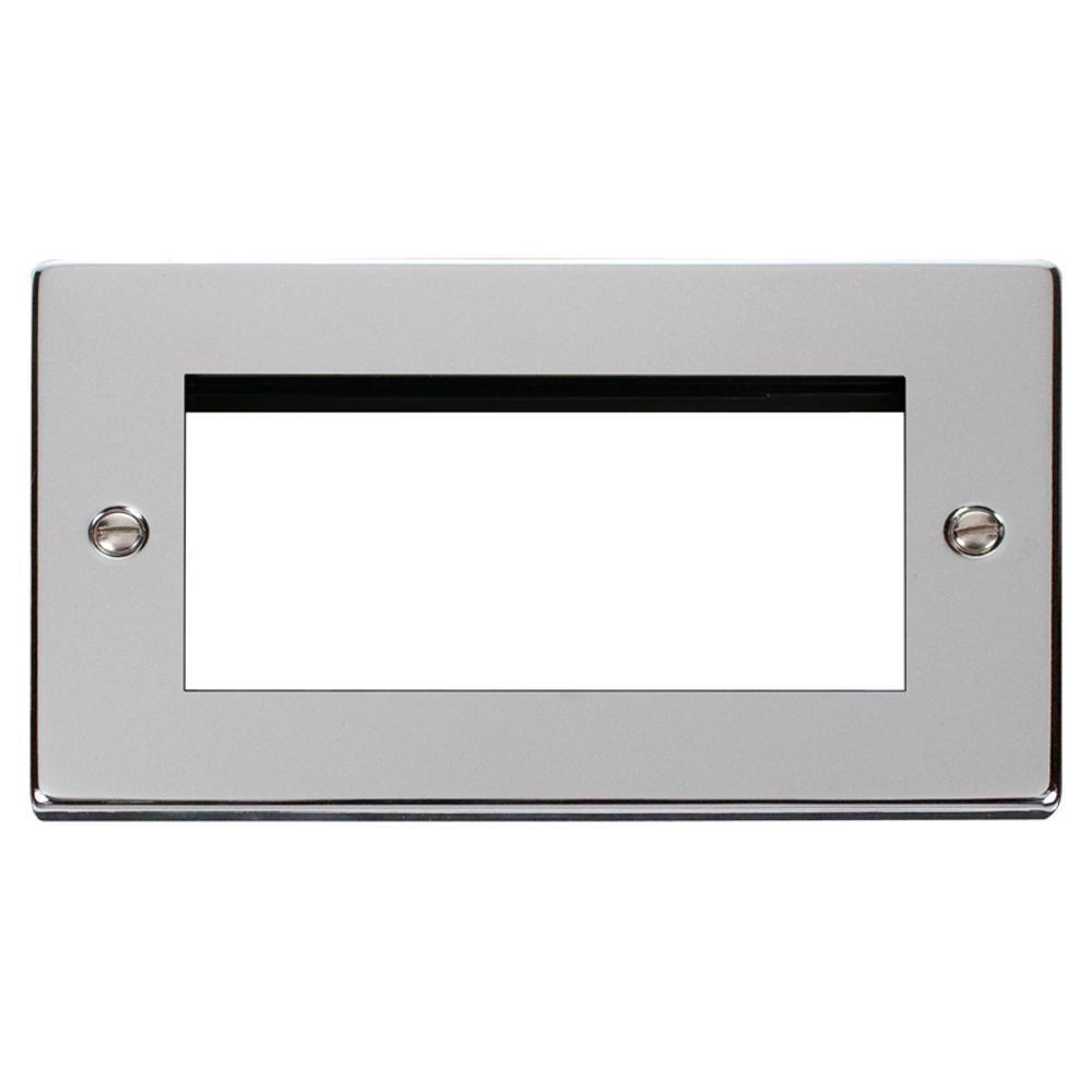 Click Deco VPCH312 2 Gang New Media Unfurnished Plate - 4 Apertures - Polished Chrome