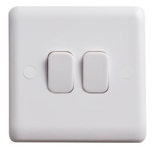 Deta Vimark Curve 10A 2 Gang 2 Way Light Switch - VC1204