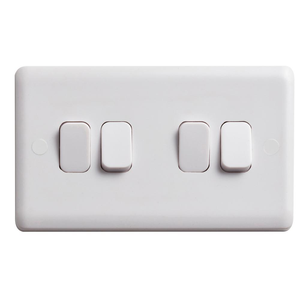 Deta Vimark Curve VC1244 10A 4 Gang 2 Way Plate Switch