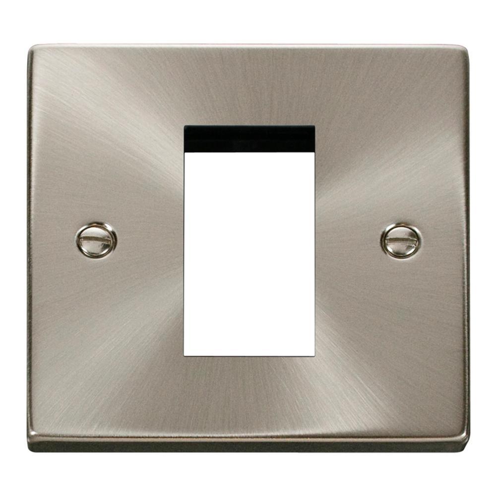 Click Deco 1 Gang New Media Unfurnished Plate - 1 Aperture - Satin Chrome