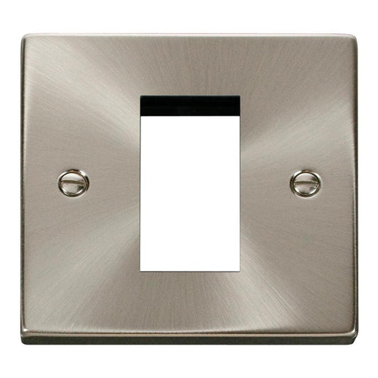 Click Deco 1 Gang New Media Unfurnished Plate - 1 Aperture - Satin Chrome