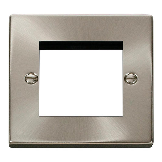 Click Deco 1 Gang New Media Unfurnished Plate - 2 Apertures - Satin Chrome