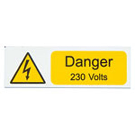 Industrial Signs IS1805RP Rigid Self Adhesive PVC - Danger 230 Volts Sign