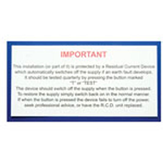 Industrial Signs IS5710SA Self Adhesive Vinyl - RCD Test Labels