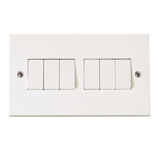 Click Polar 10AX 6 Gang 2 Way Plate Switch