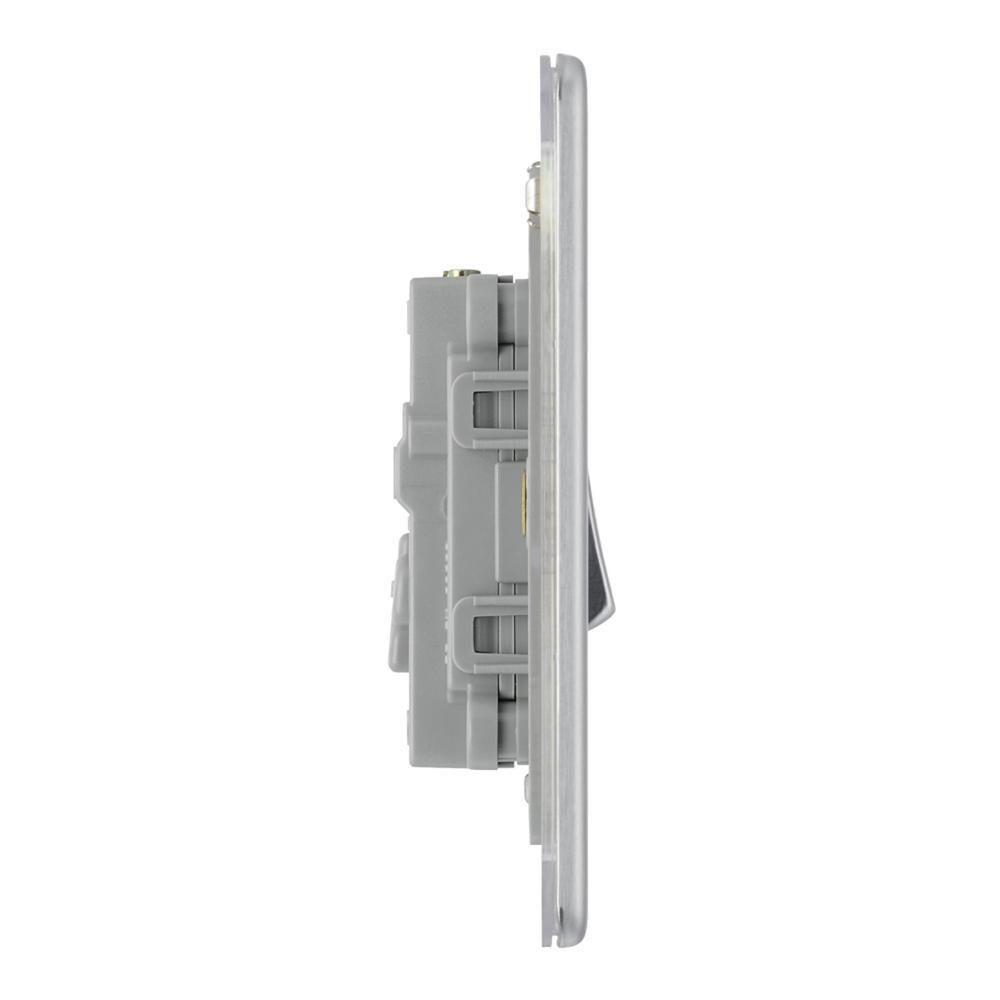 Bg Brushed Steel 10AX Plate Switch Intermediate - Screwless Flatplate