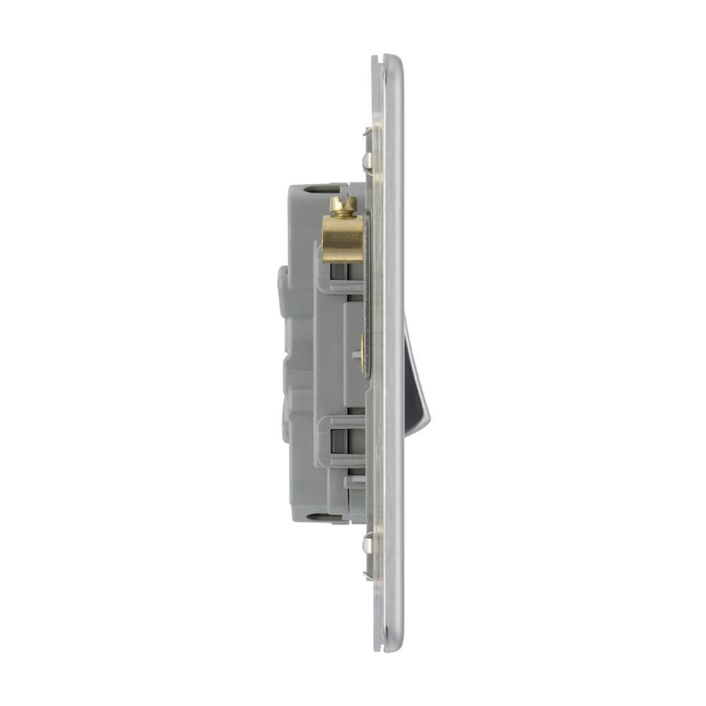 Bg Brushed Steel 10AX 4 Gang 2 Way Plate Switch - Screwless Flatplate