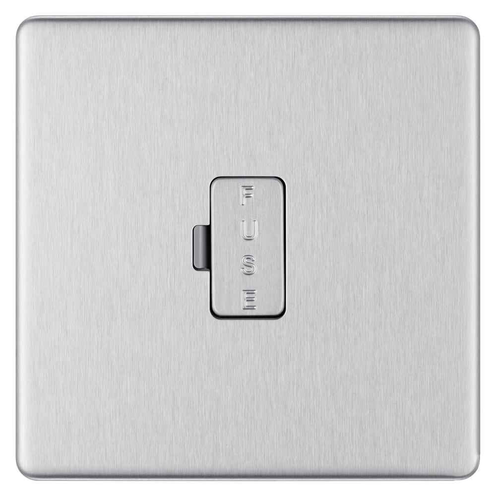 Bg Brushed Steel 13A Fused Connection Unit Unswitched - Screwless Flatplate