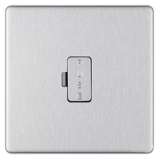 Bg Brushed Steel 13A Fused Connection Unit Unswitched - Screwless Flatplate
