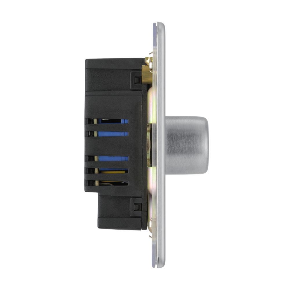 Bg Brushed Steel 400W 4 Gang 2 Way Push Dimmer - Screwless Flatplate