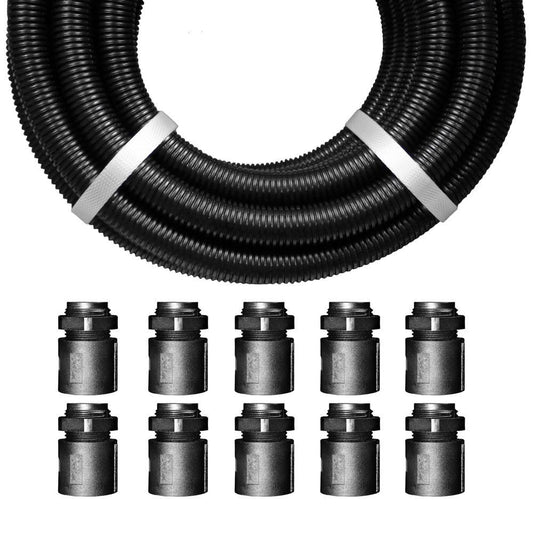 Flex-it 32mm Black Polypropylene Contractor Pack (10m, 10 Fittings, 10 Locknuts)