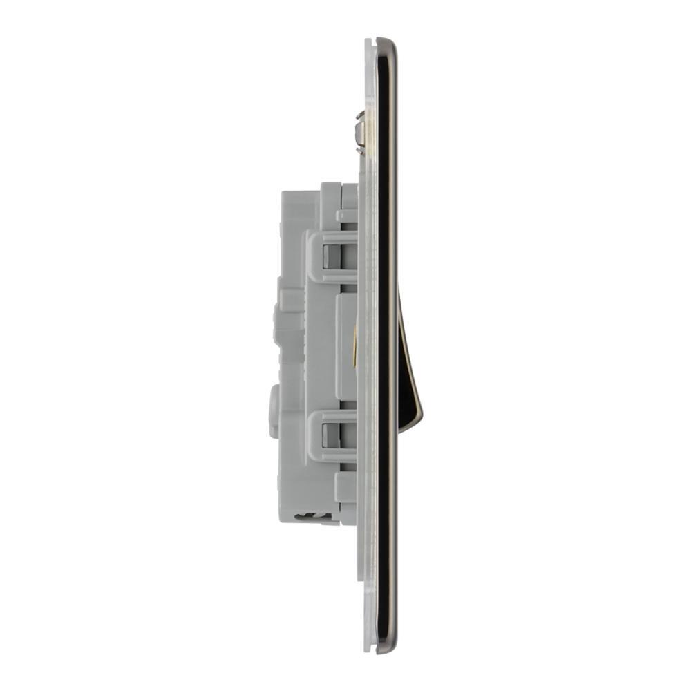 BG FBN12 10AX 1 Gang 2 Way Plate Switch - Screwless Flatplate - Black Nickel