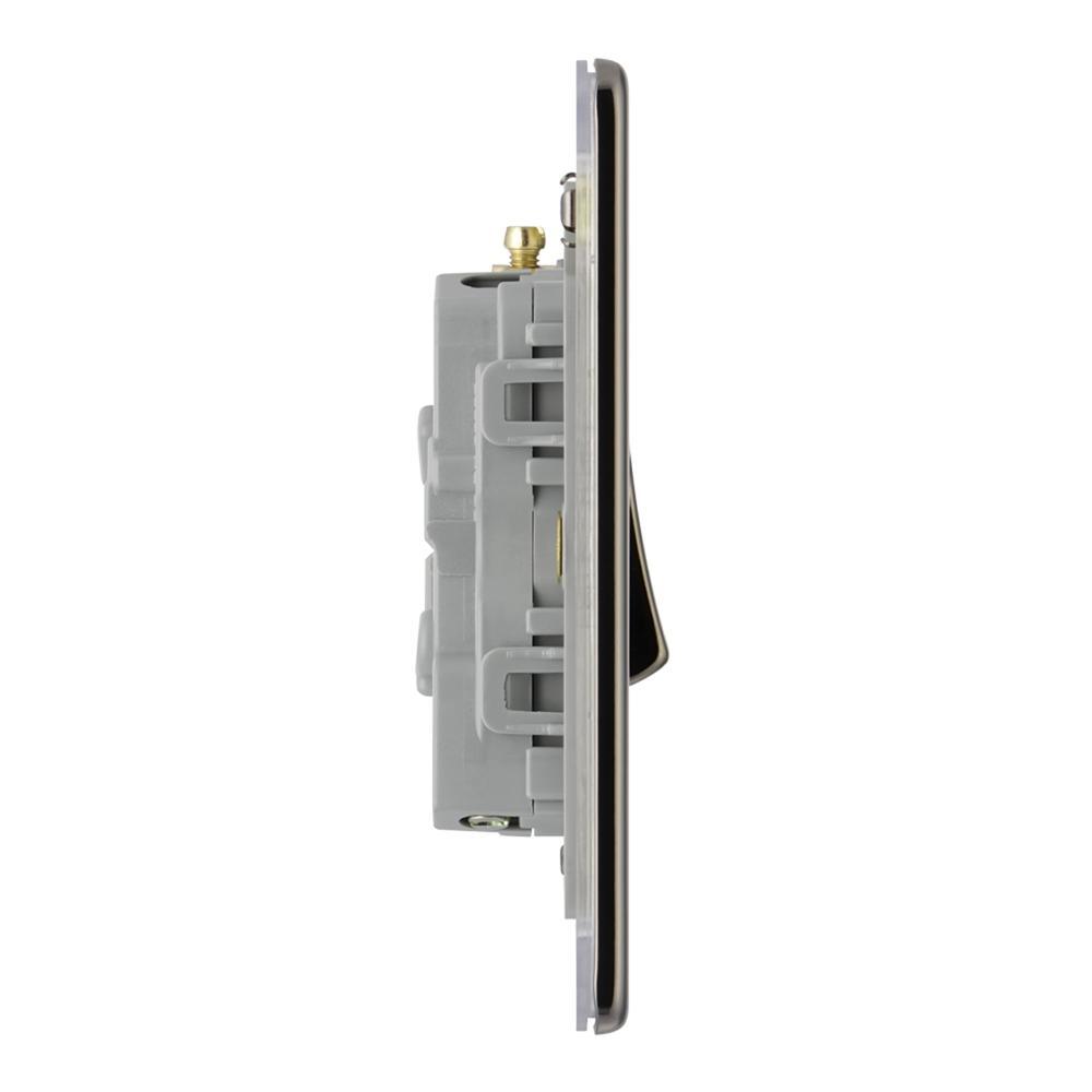 BG FBN43 10AX 3 Gang 2 Way Plate Switch - Screwless Flatplate - Black Nickel