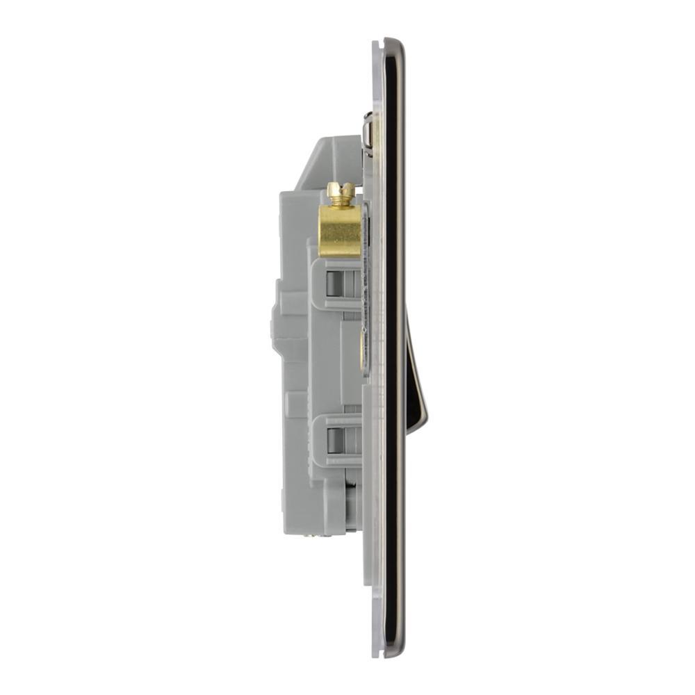 BG FBN31 20A Double Pole Switch with Power Indicator - Screwless Flatplate - Black Nickel