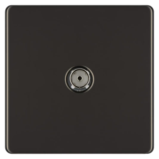 BG FBN60 1 Gang Coaxial Socket - Screwless Flatplate - Black Nickel