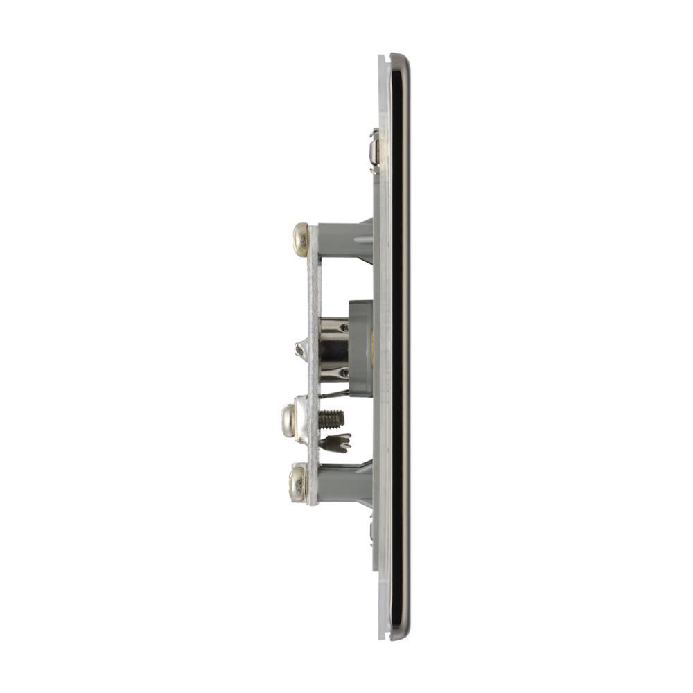 BG FBN61 2 Gang Coaxial Socket - Screwless Flatplate - Black Nickel