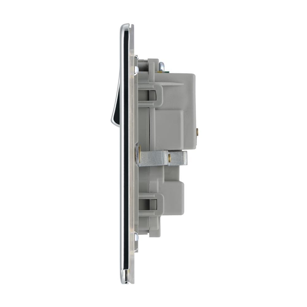 BG FPC22G 13A 2 Gang Double Pole Switched Socket - Screwless Flatplate - Polished Chrome