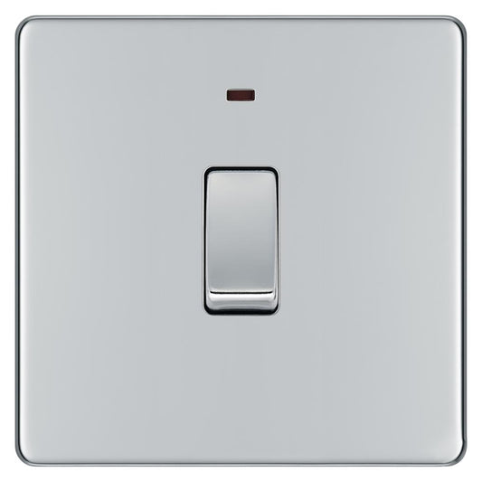 BG FPC31 20A Double Pole Switch with Power Indicator - Screwless Flatplate - Polished Chrome