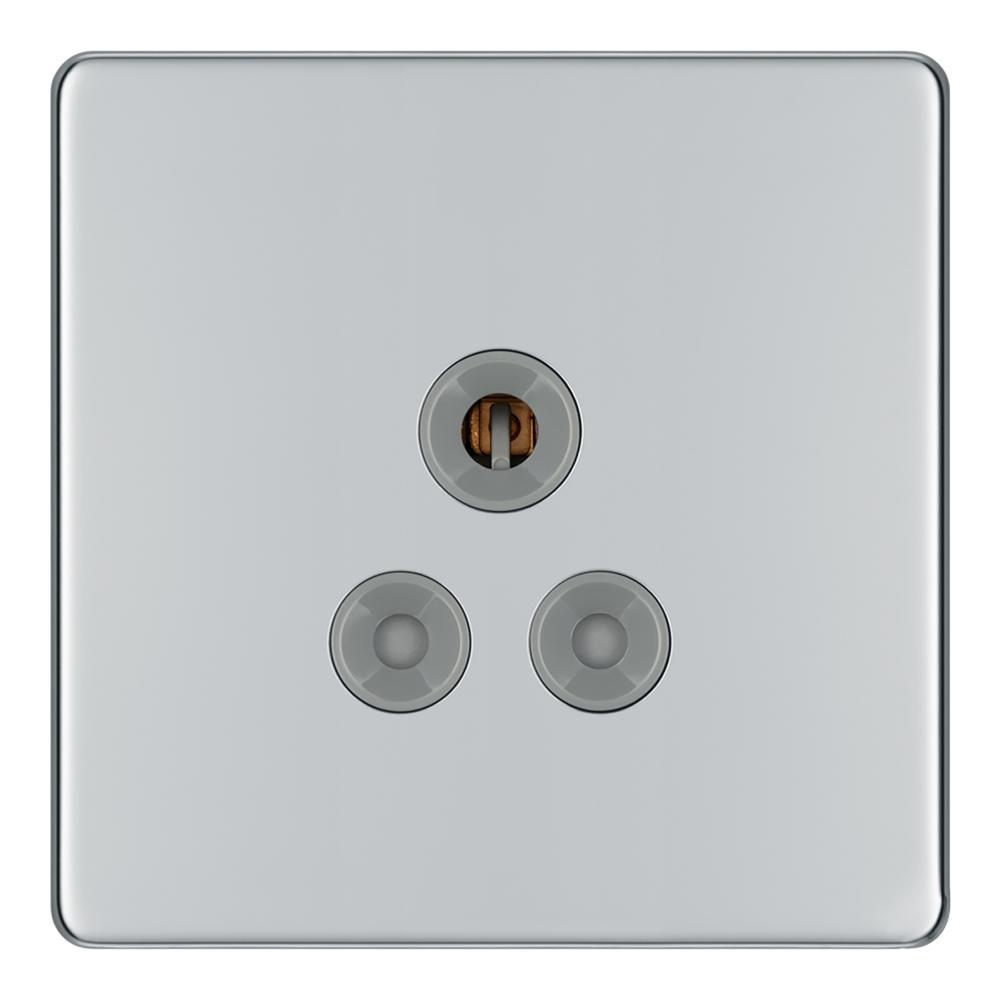 BG FPC29G 5A 1 Gang Unswitched Socket - Screwless Flatplate - Polished Chrome