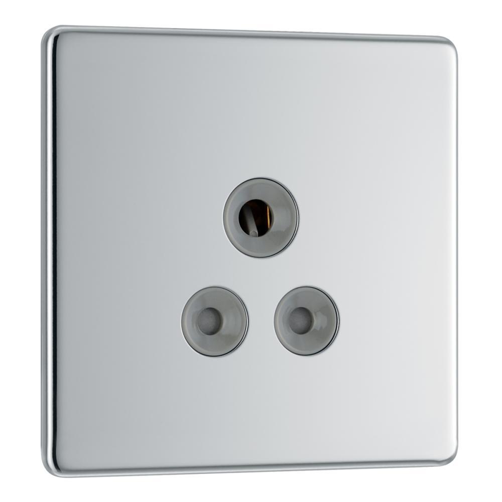 BG FPC29G 5A 1 Gang Unswitched Socket - Screwless Flatplate - Polished Chrome