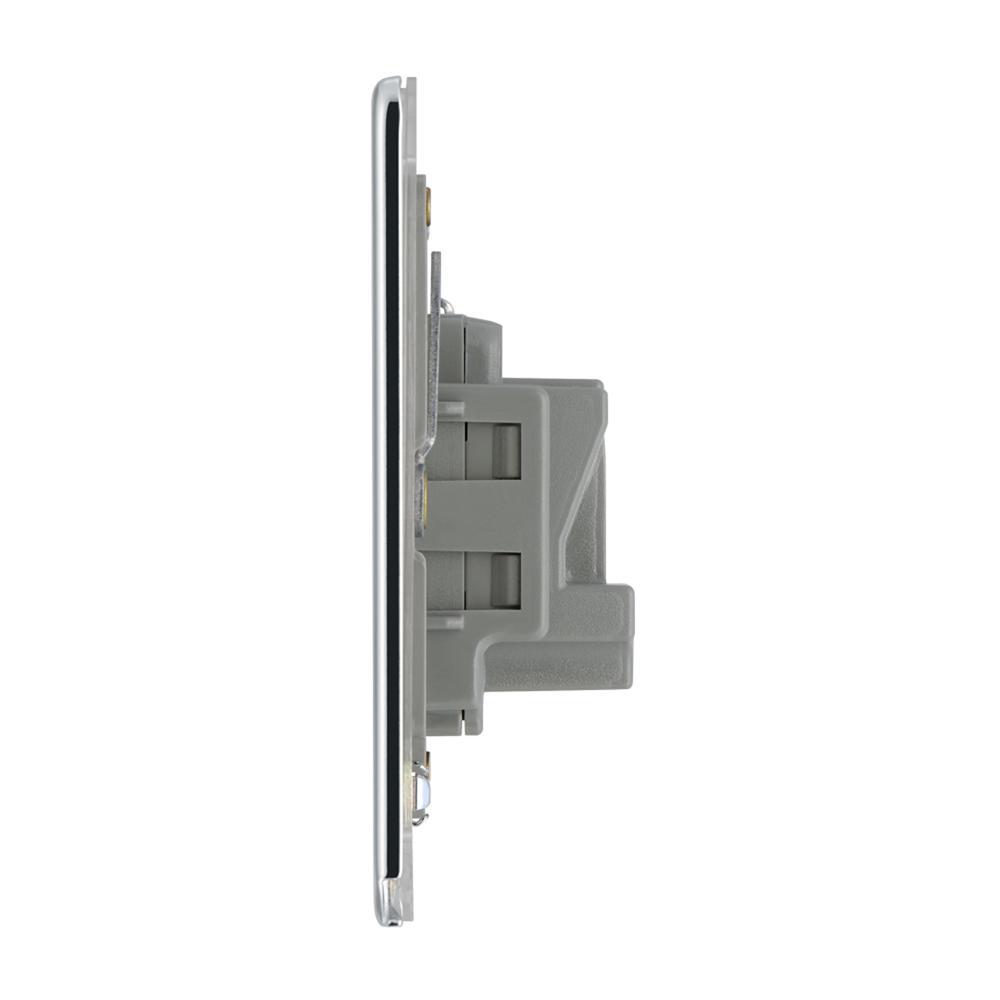 BG FPC29G 5A 1 Gang Unswitched Socket - Screwless Flatplate - Polished Chrome