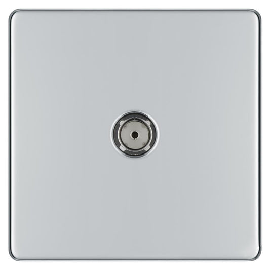BG FPC60 1 Gang Coaxial Socket - Screwless Flatplate - Polished Chrome