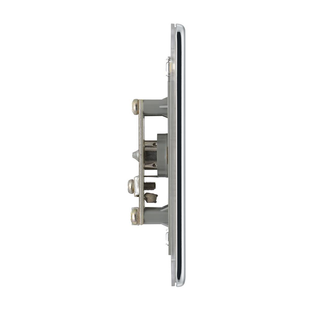 BG FPC61 2 Gang Coaxial Socket - Screwless Flatplate - Polished Chrome